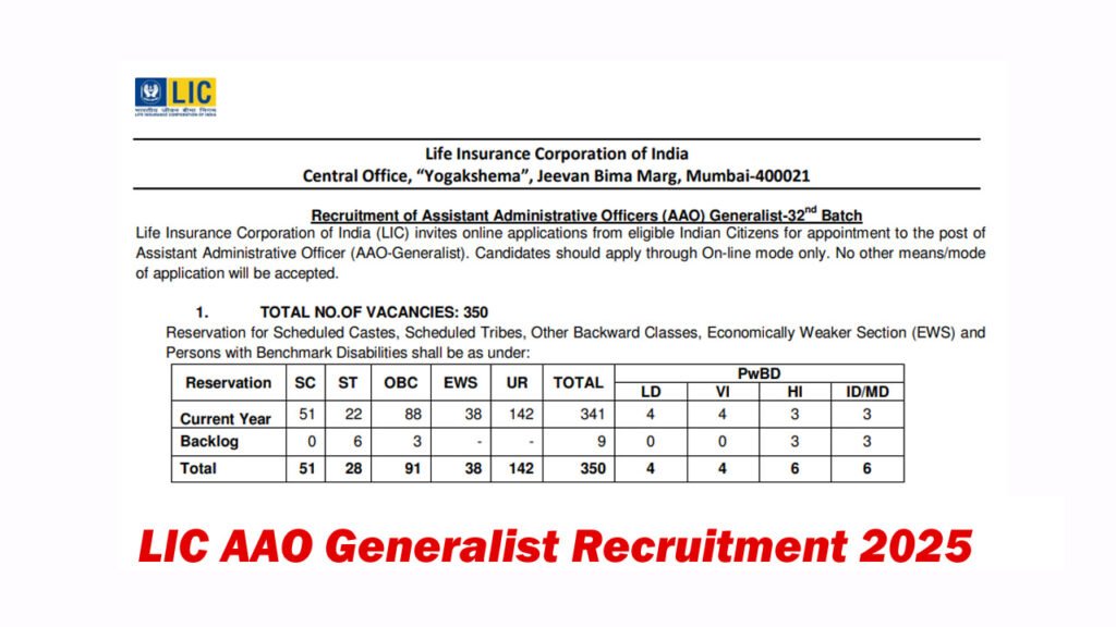LIC AAO Generalist Recruitment 2025