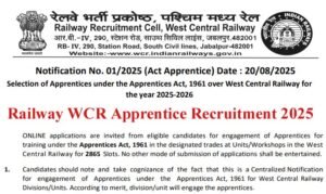 Railway WCR Apprentice Recruitment 2025
