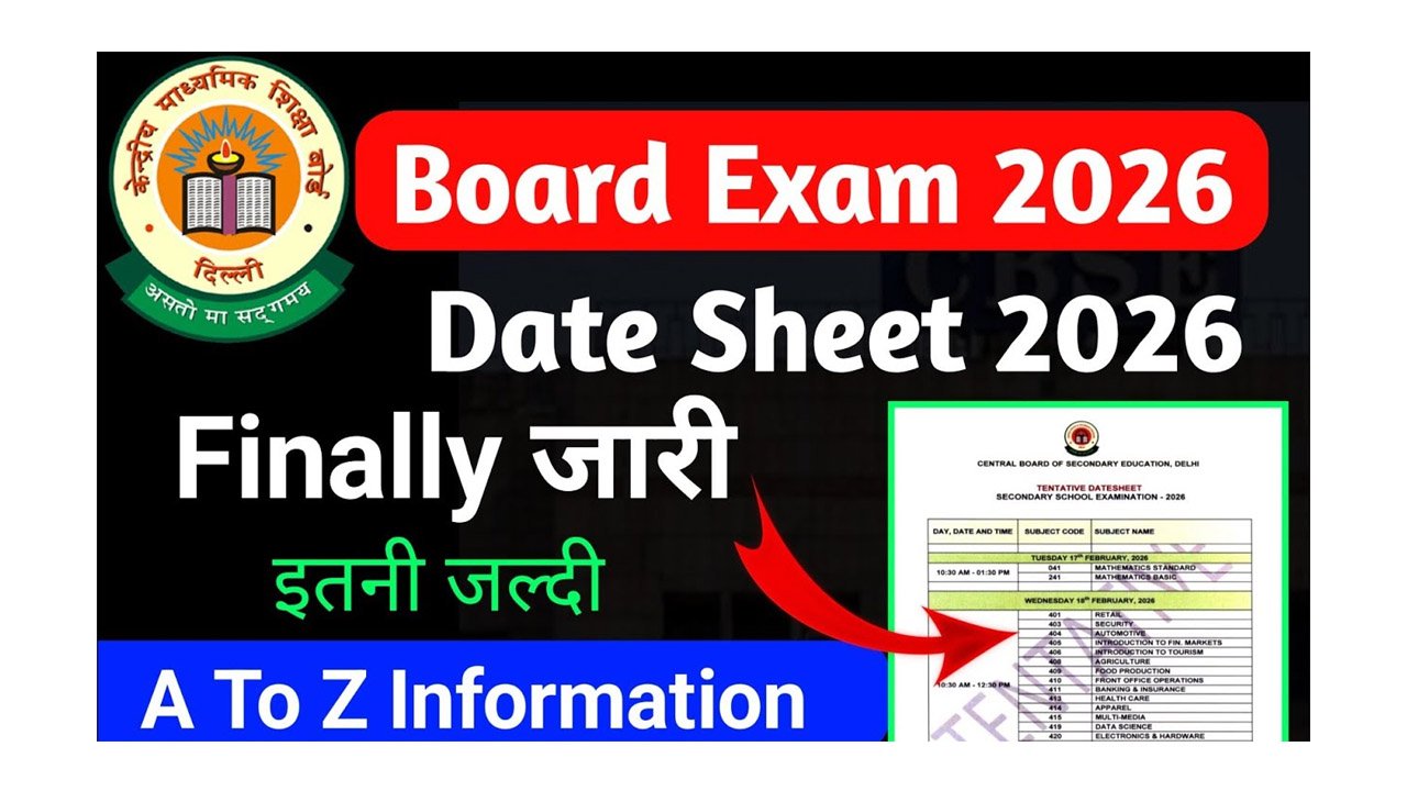 CBSE Date Sheet And Time Table 2026