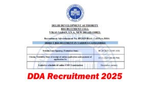 DDA Recruitment 2025