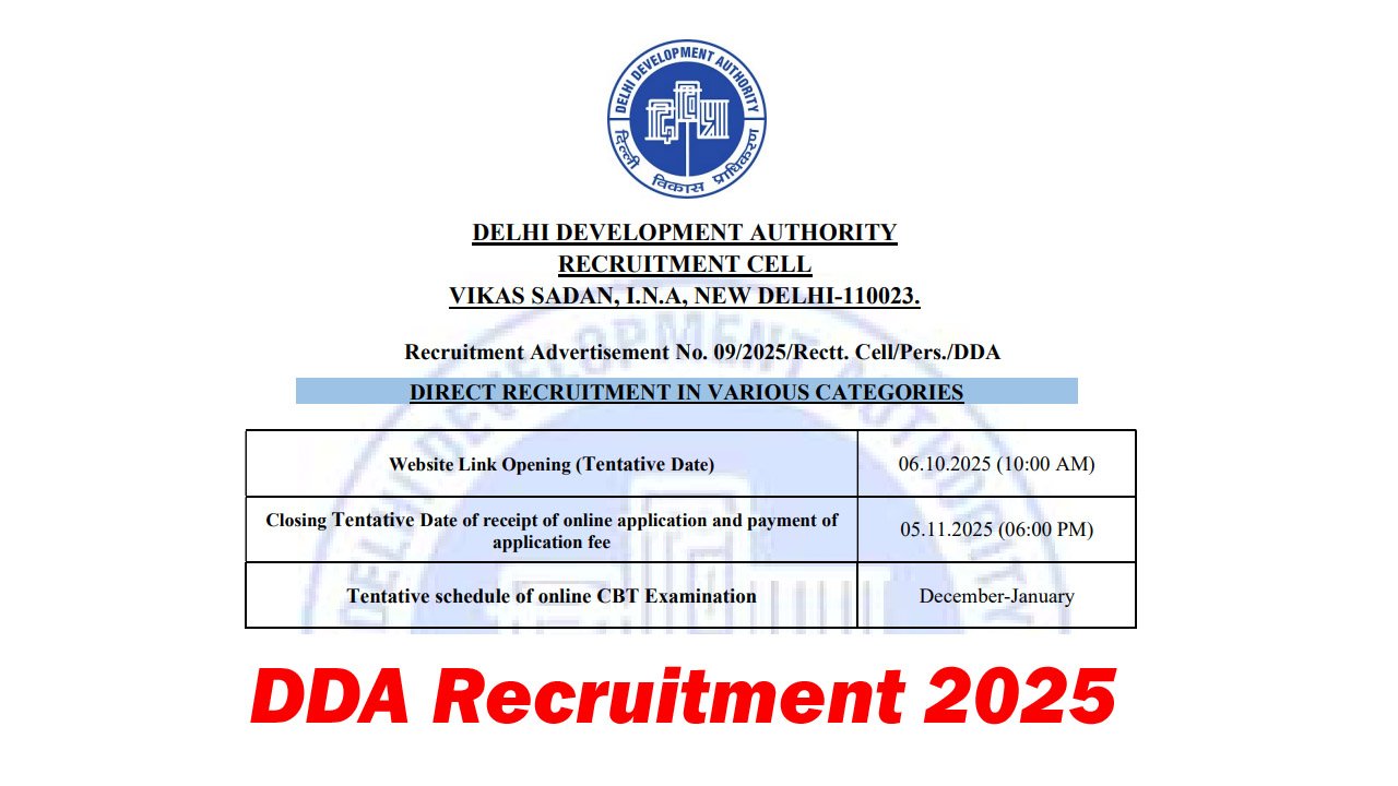DDA Recruitment 2025