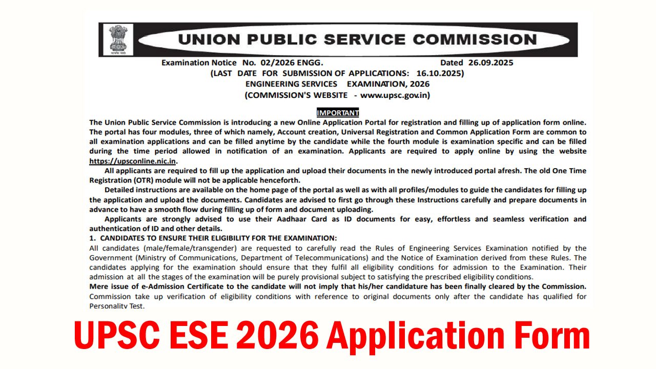 UPSC ESE 2026 Application Form