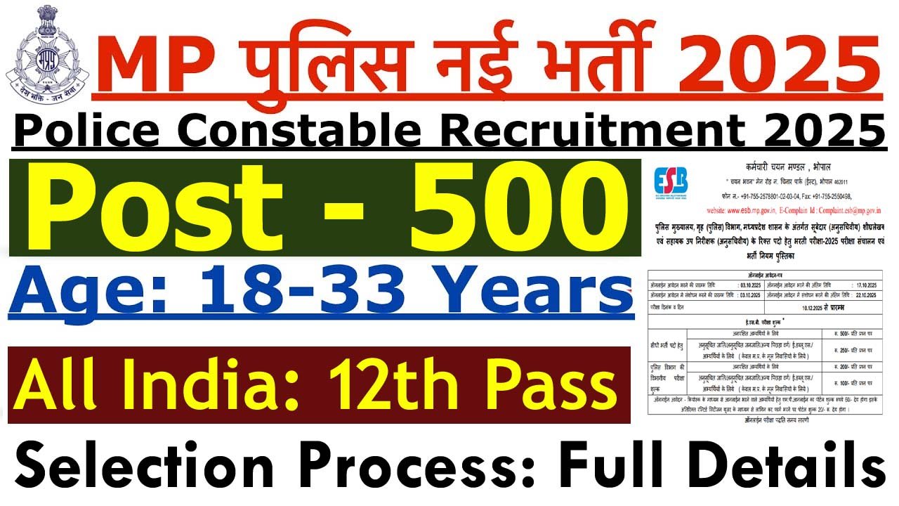 MP Police ASI and Subedar Steno Recruitment 2025
