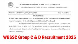 WBSSC Group C and D Recruitment 2025 for 8477 Vacancy Clerk and Group D Staff WBSSC Group C and D Recruitment 2025