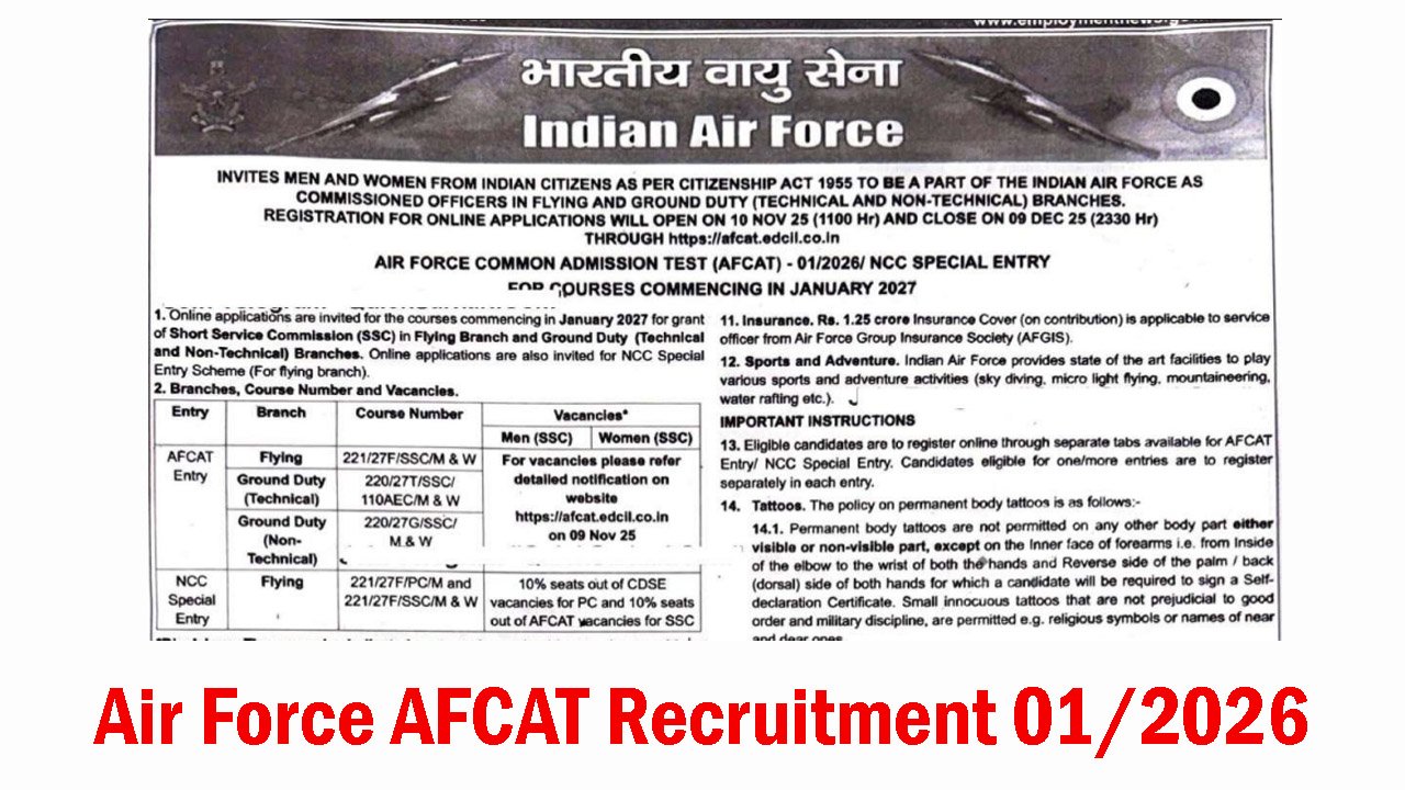 Air Force AFCAT Recruitment 2025