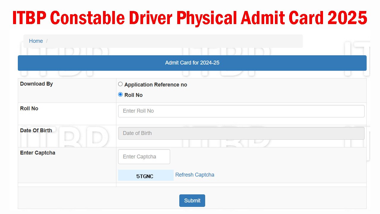 ITBP Constable Driver Physical Admit Card 2025