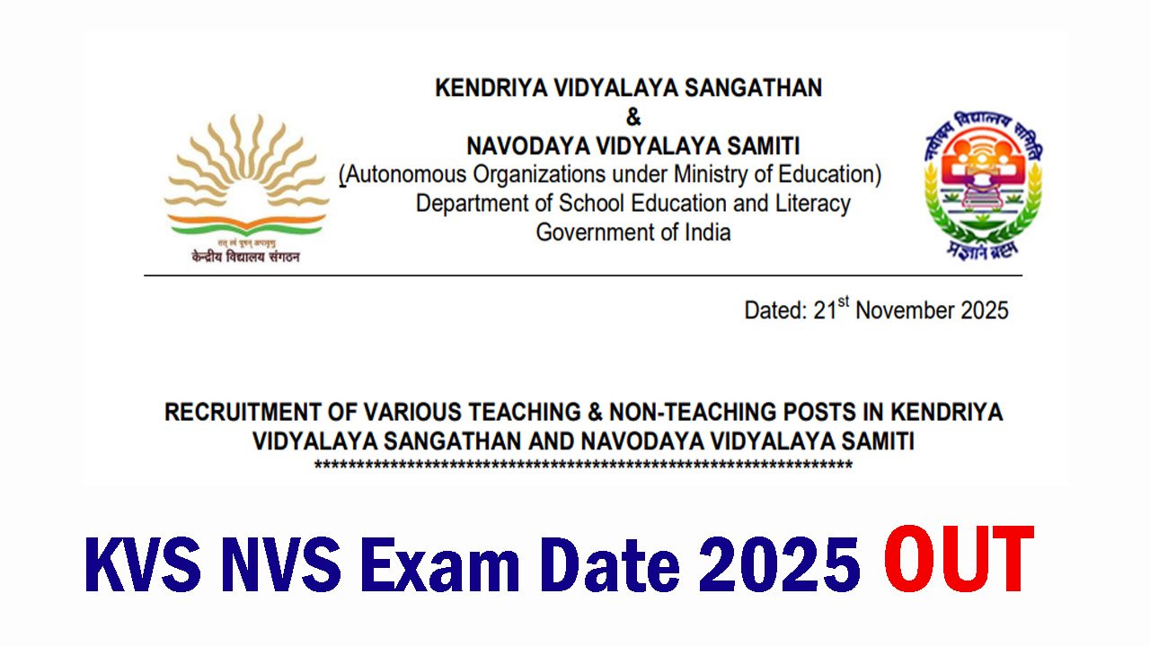 KVS NVS Exam Date 2025