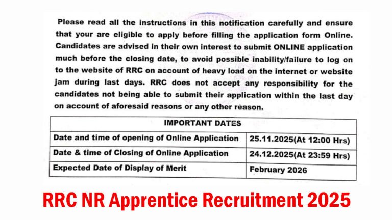 Rrc Nr Apprentice Recruitment 2025 Notification Out For 4116 Post Apply