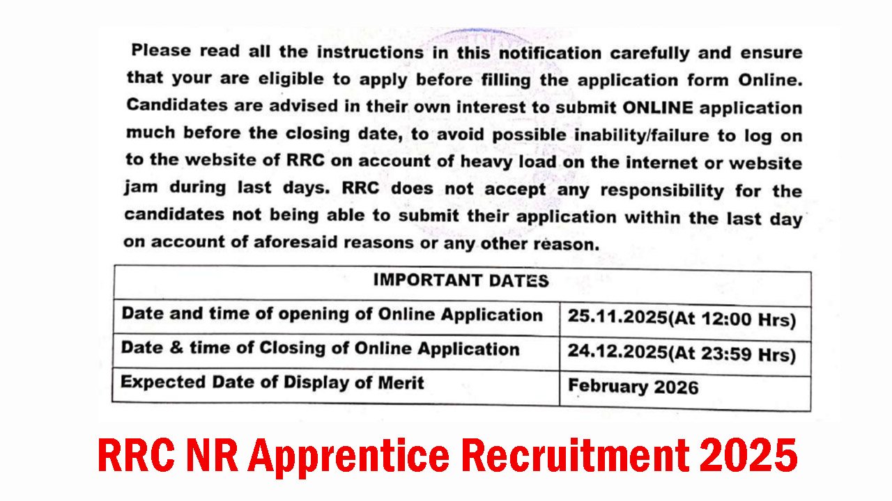 RRC NR Apprentice Recruitment 2025