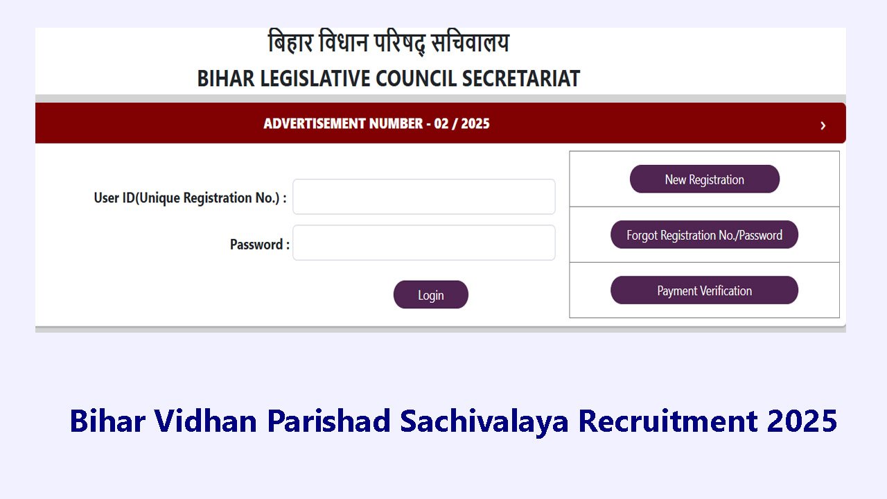 Bihar Vidhan Parishad Sachivalaya Recruitment 2025