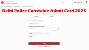 Delhi Police Constable Admit Card 2025 Download at ssc.gov.in Delhi Police Constable Admit Card 2025