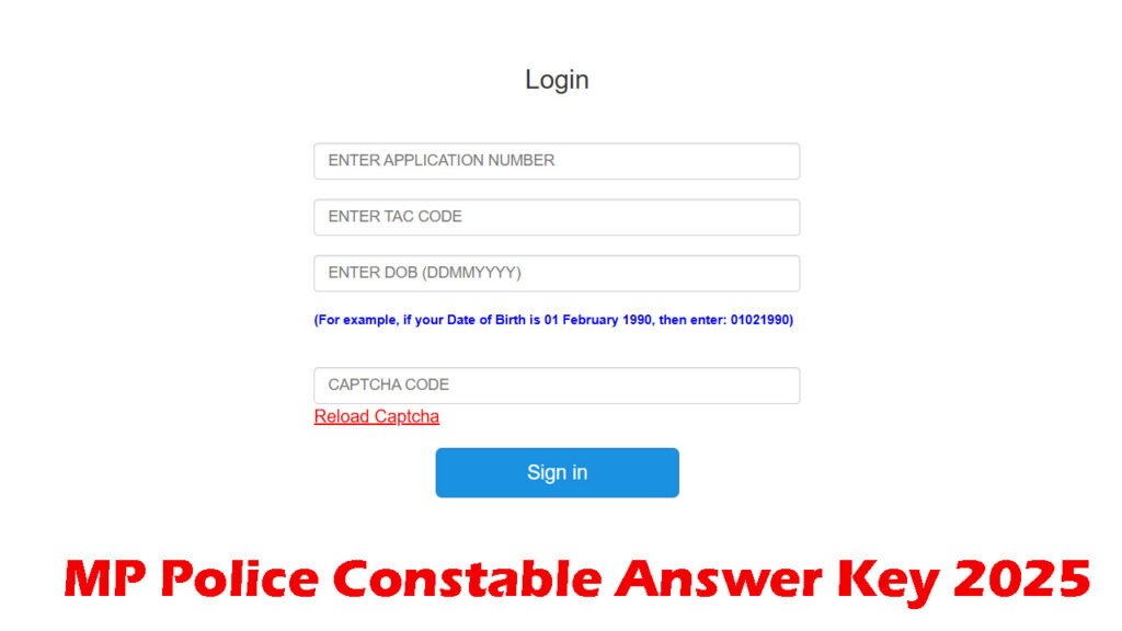 MP Police Constable Answer Key 2025