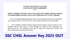 SSC CHSL Answer Key 2025 OUT
