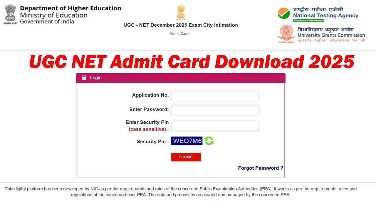 UGC NET Admit Card Download 2025