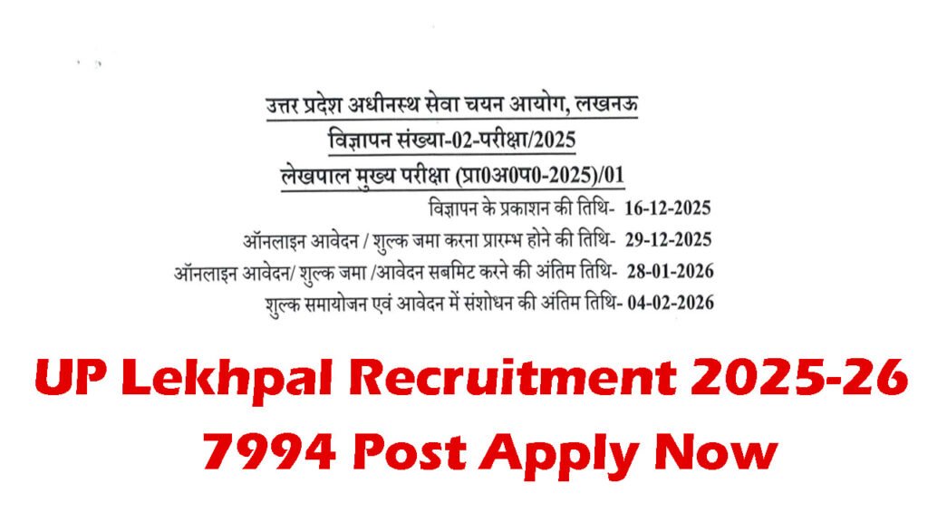 UP Lekhpal Recruitment 2025-26