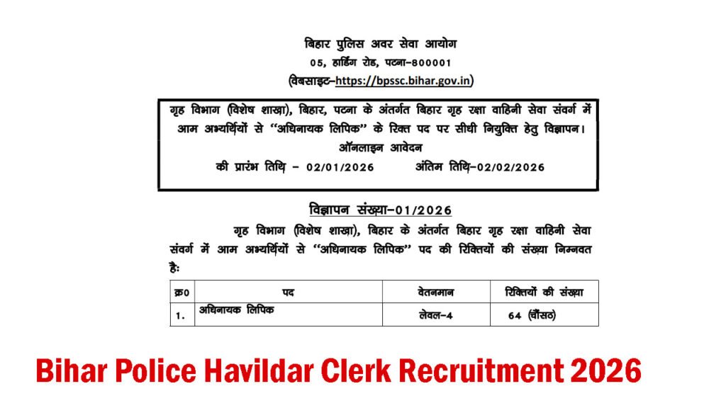 Bihar Police Havildar Clerk Recruitment 2026