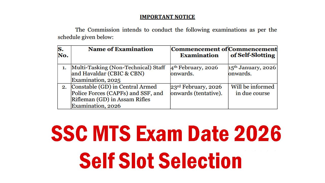 SSC MTS Exam Date 2026