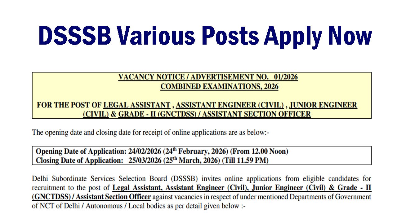 DSSSB Advt 01/2026 Recruitment