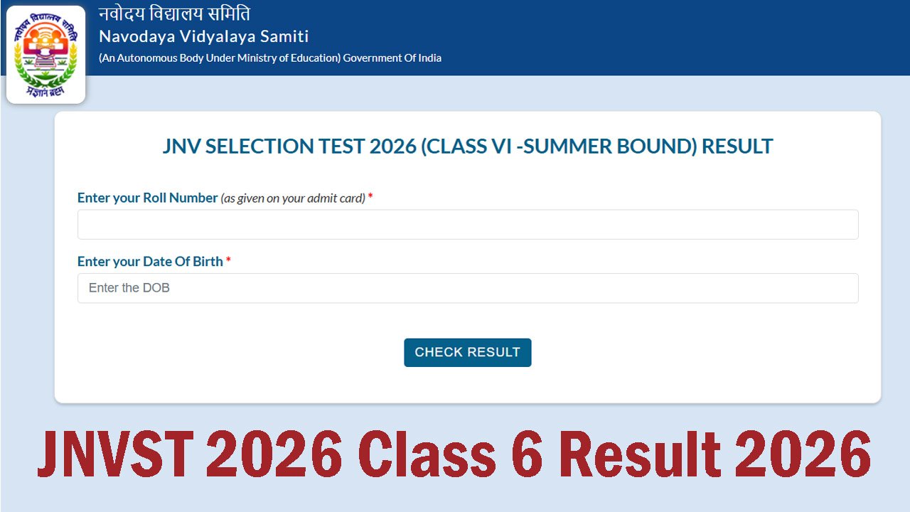 JNVST 2026 Class 6 Result 2026