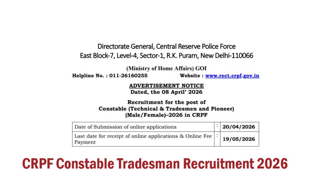 CRPF Constable Tradesman Recruitment 2026