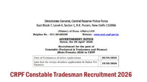 CRPF Constable Tradesman Recruitment 2026
