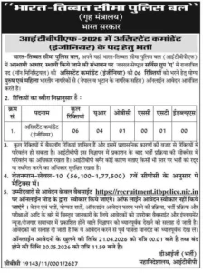 ITBP Assistant Commandant Recruitment 2026