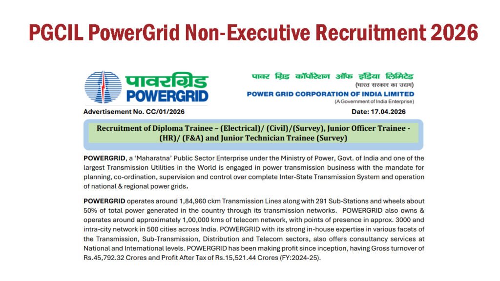 PGCIL PowerGrid Non-Executive Recruitment 2026