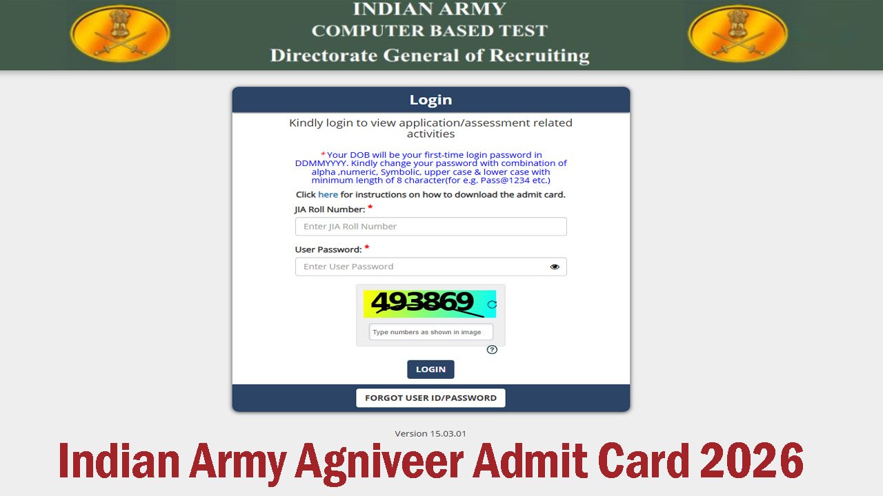 Indian Army Agniveer Admit Card 2026