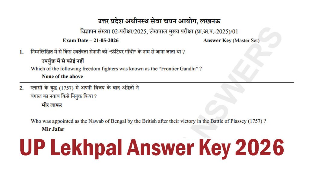 UP Lekhpal Answer Key 2026