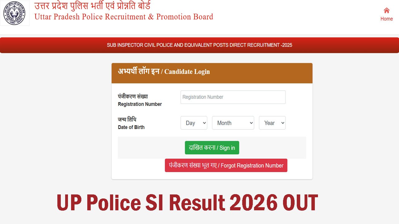 UP Police SI Result 2026