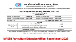 MPESB Agriculture Extension Officer Recruitment 2026