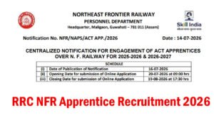 RRC NFR Apprentice Recruitment 2026 Notification, Online Form For 6777 Posts RRC NFR Apprentice Recruitment 2026