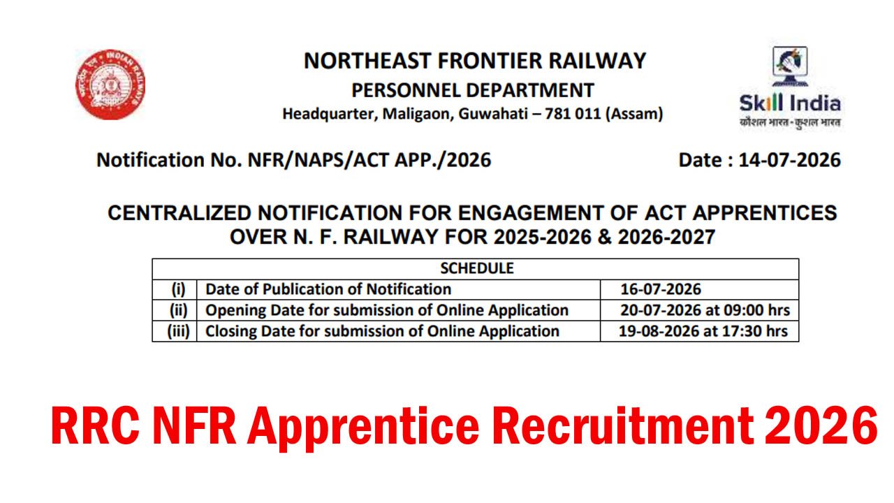RRC NFR Apprentice Recruitment 2026