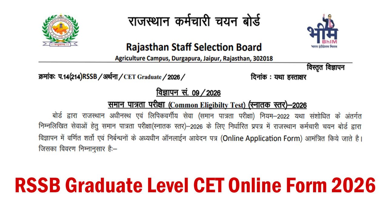 RSSB Graduate Level CET Online Form 2026