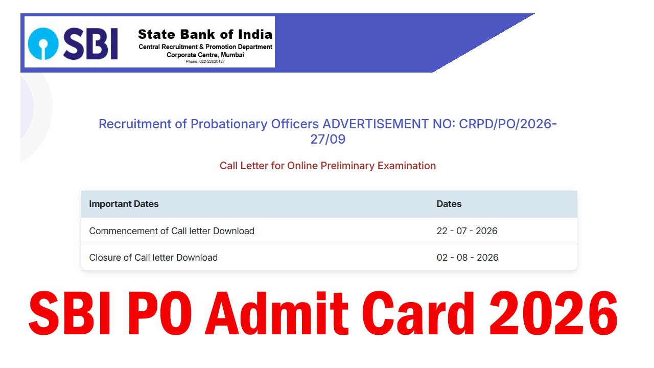 SBI PO Admit Card 2026