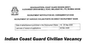 Indian Coast Guard Civilian Recruitment 2026